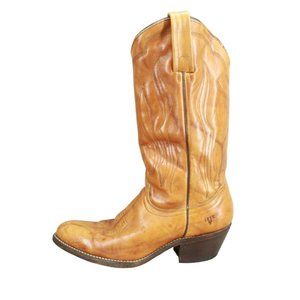 Vintage Frye Brown Leather Pull On Mid Calf Cowboy Western Boots Size 10 D